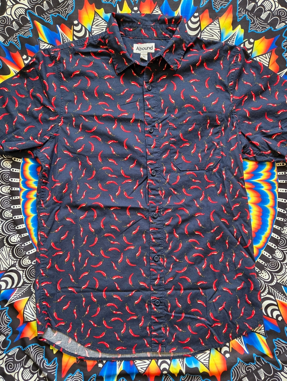 Abound Navy Shirt with Red Chili Pepper Print